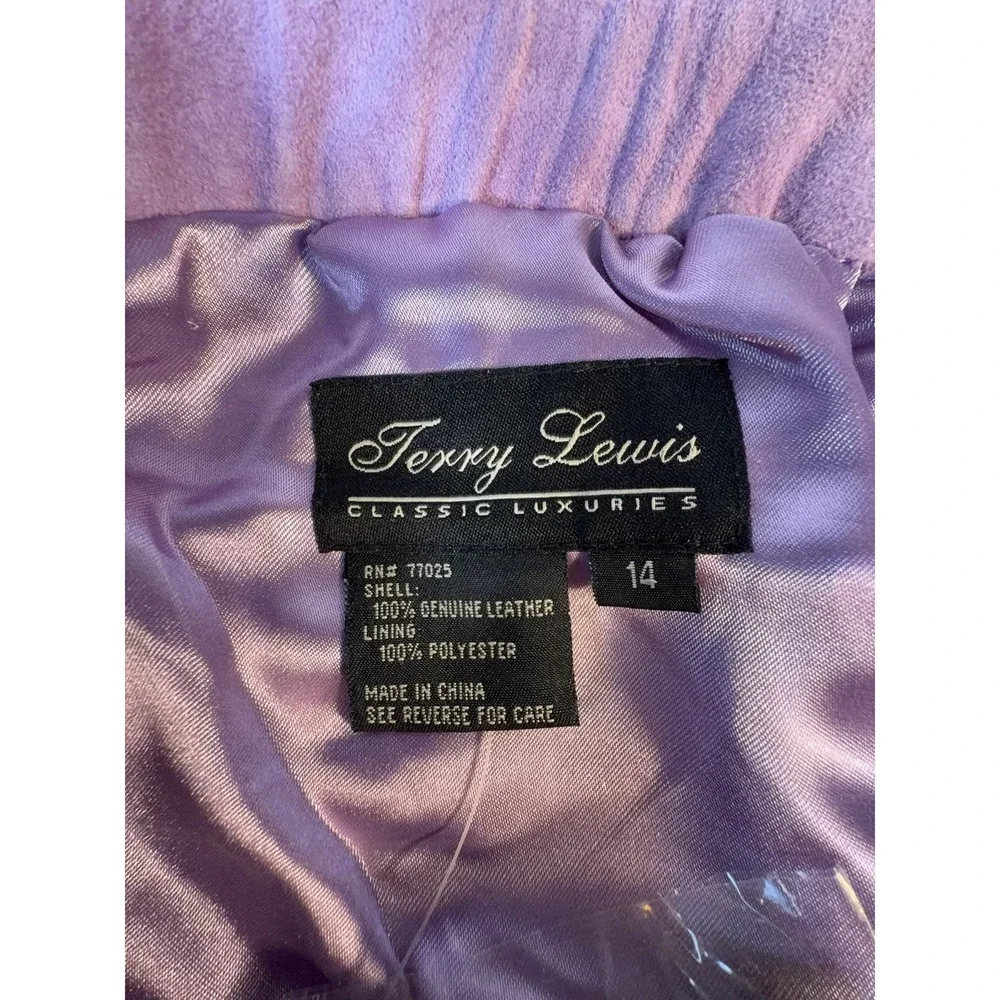 Vintage Terry Lewis Purple Suede Leather Midi Pencil Skirt NWT Women's 14
